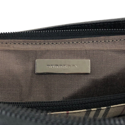 BURBERRY Logo Side Pocket Handbag Black Vintage bugrks