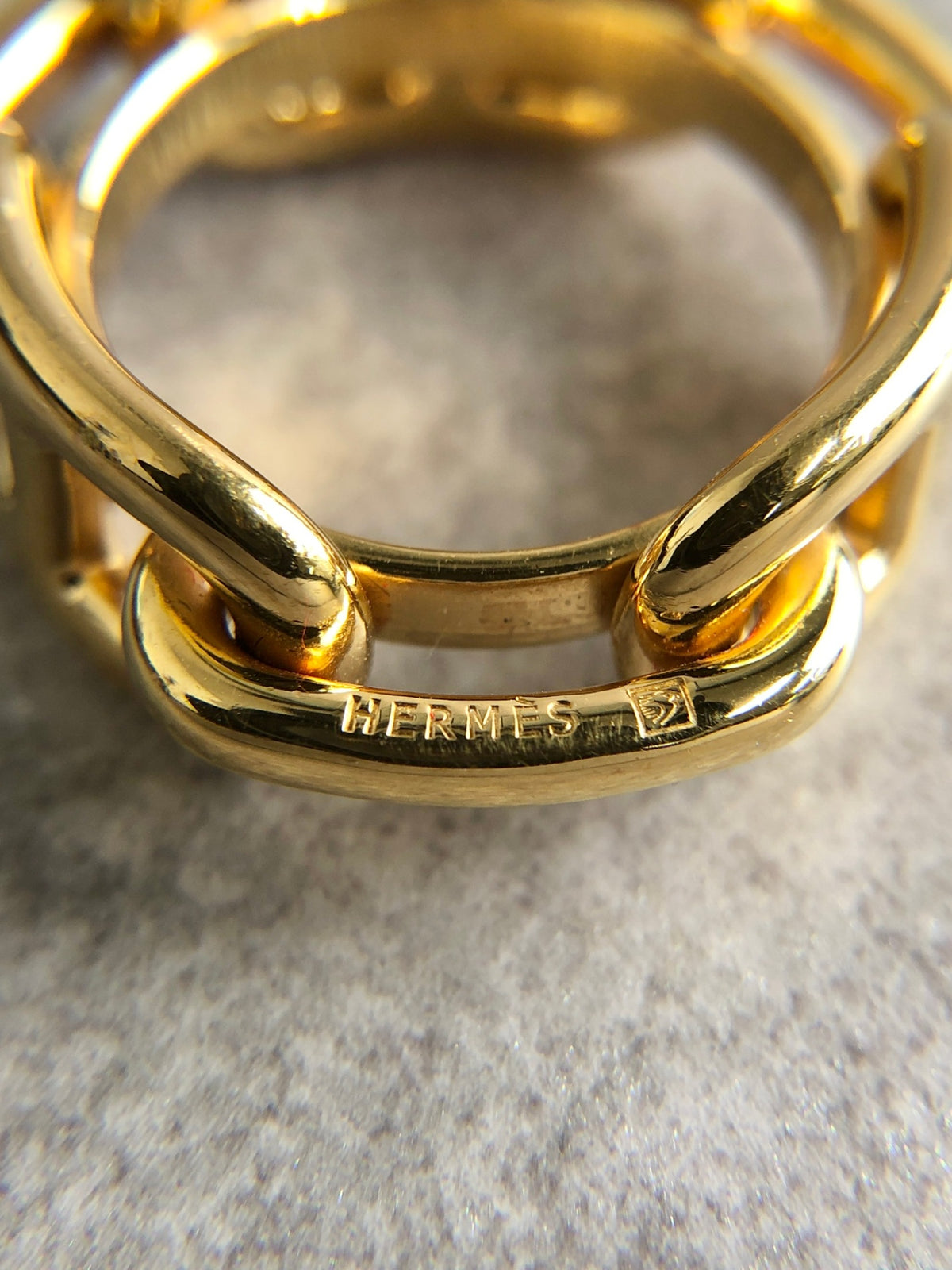 HERMES Chaine d'ancre Scarf Ring Gold Vintage bh82w2