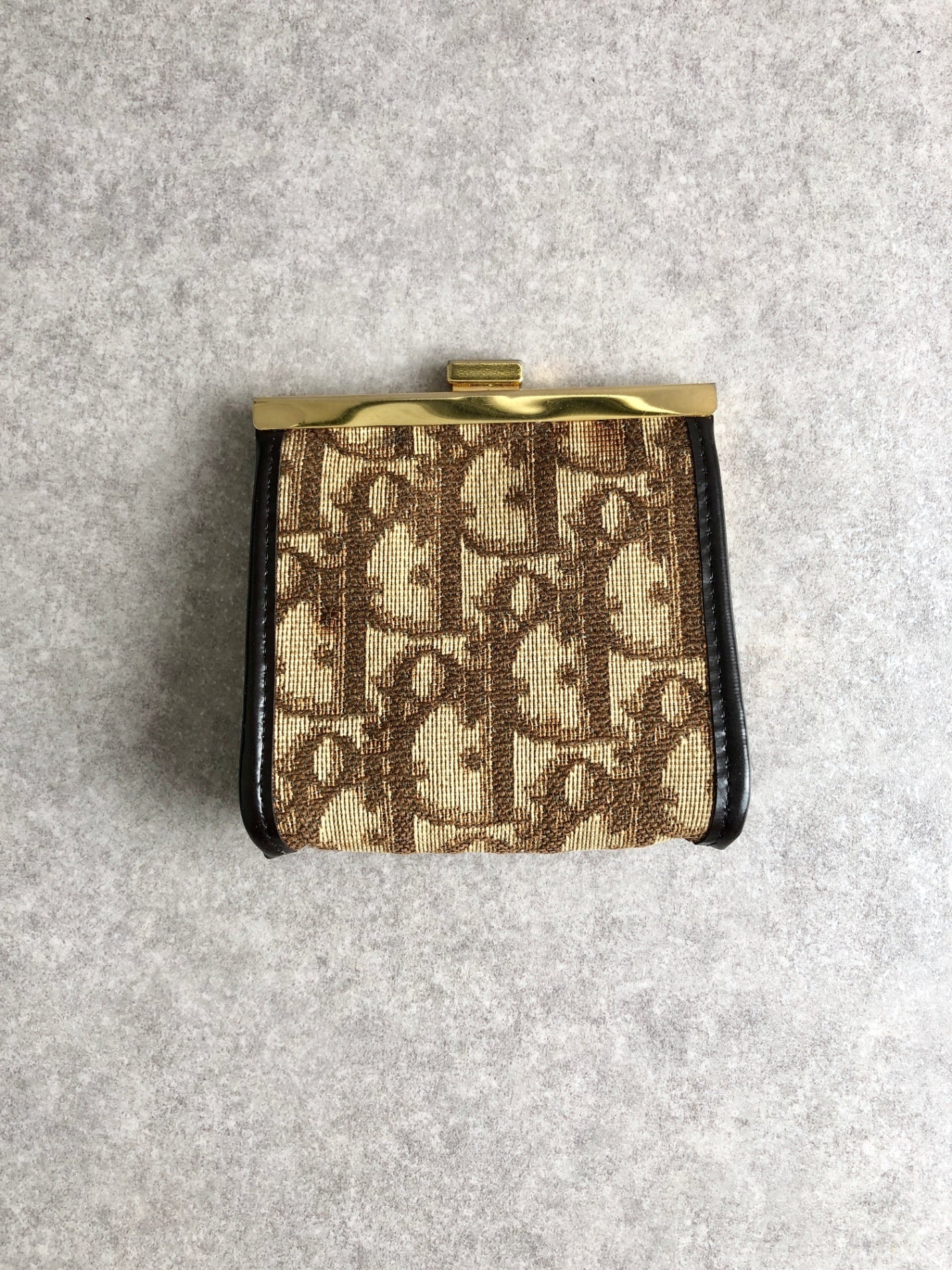 Christian Dior Trotter Metal Clasp Coin Purse Brown Vintage mtshiw