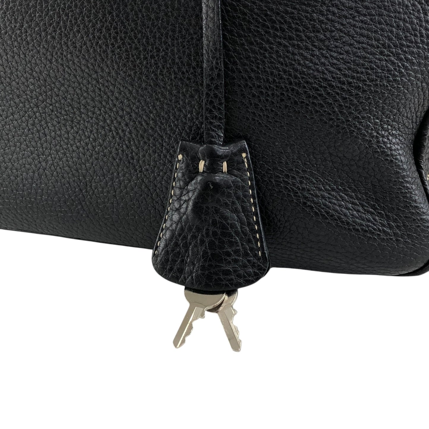 PRADA Logo Embossed Small Boston bag Handbag Black Vintage wuztbm