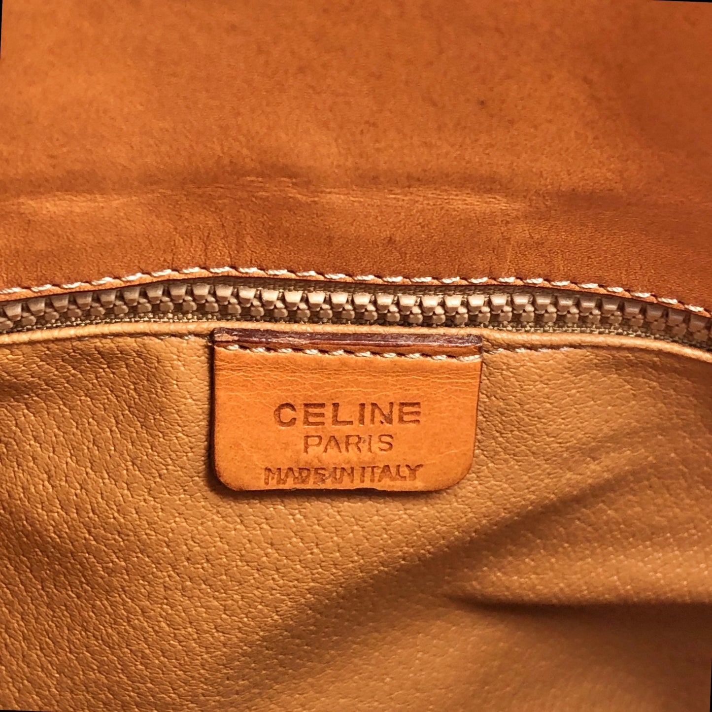 CELINE Macadam Gancini Shoulder bag White×Brown Vintage gt3h8m