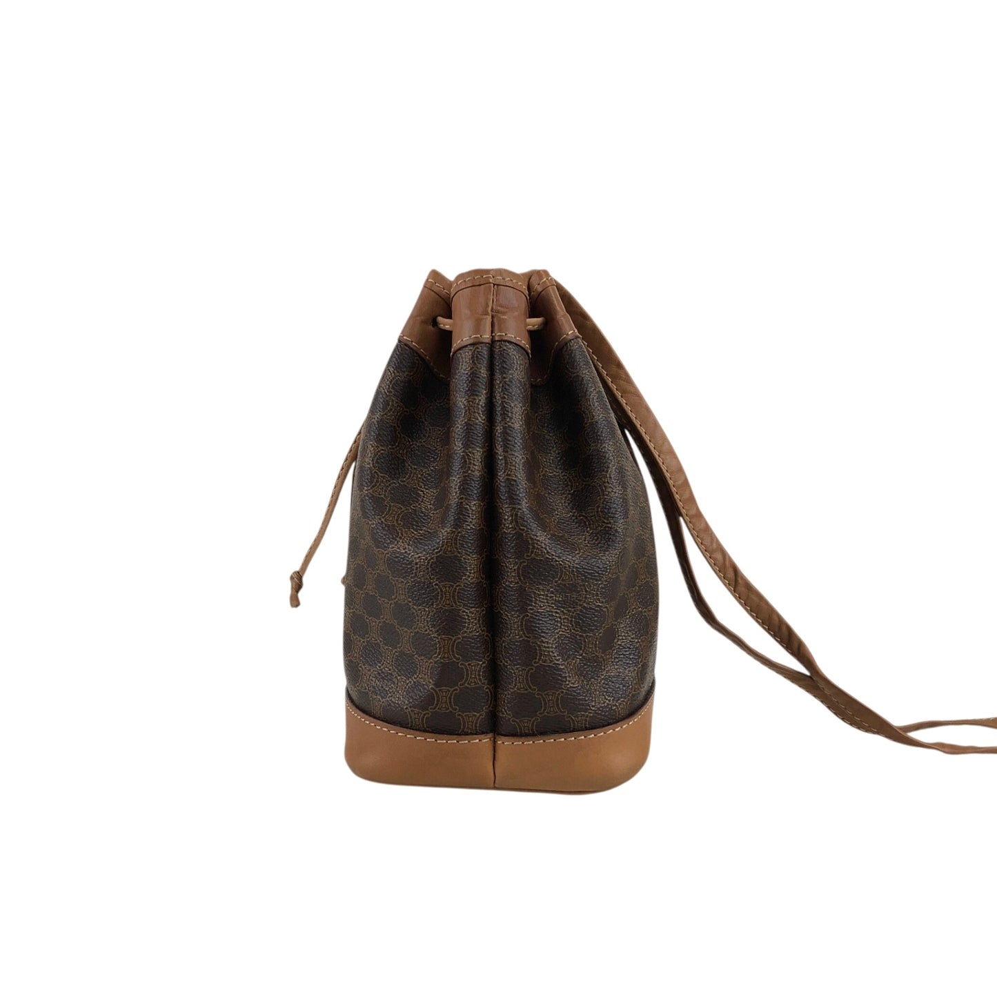 CELINE Macadam Blason Drawstring Shoulder bag Brown Vintage wt5bvk