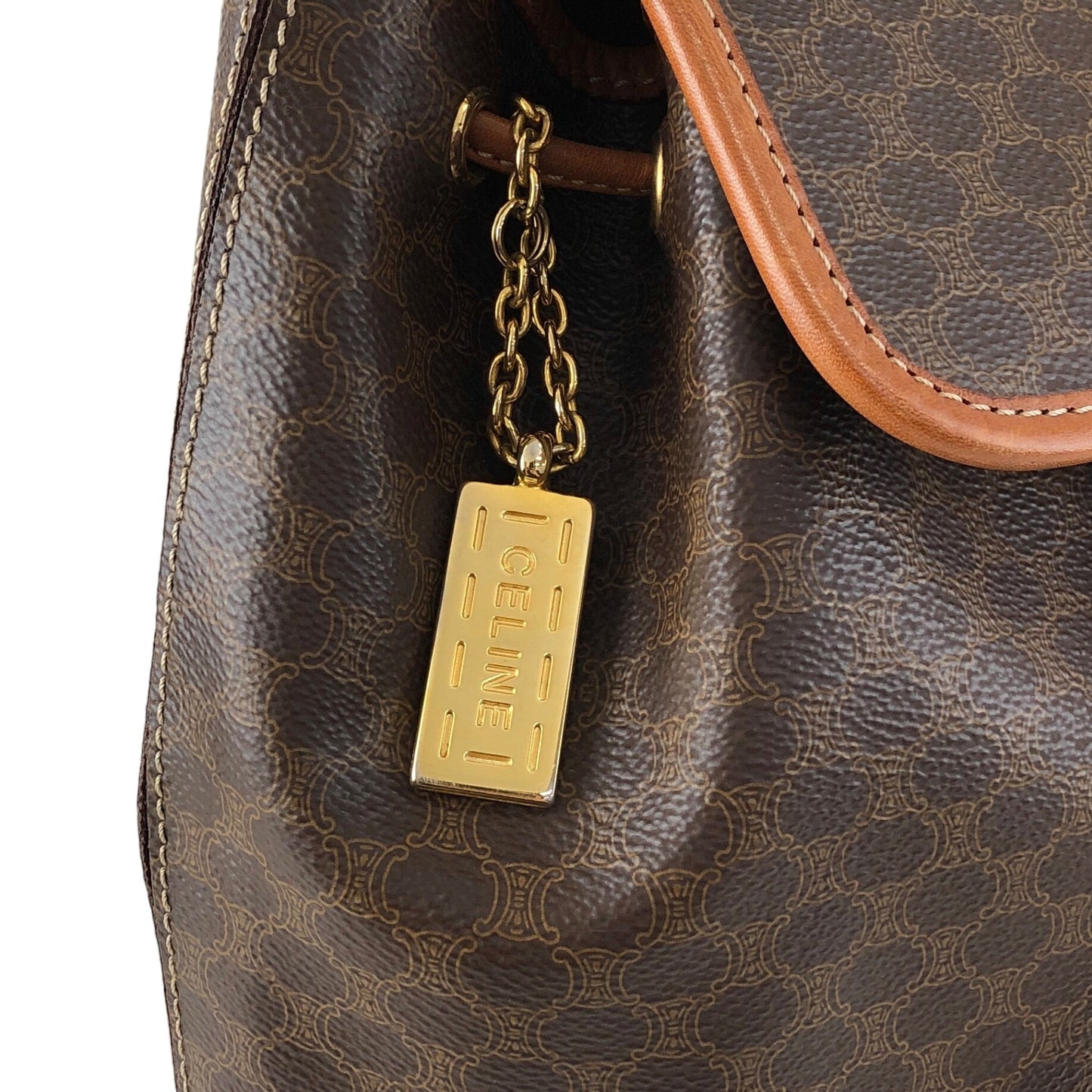 CELINE Macadam Front Buckle Backpack Brown Vintage 22b6rx