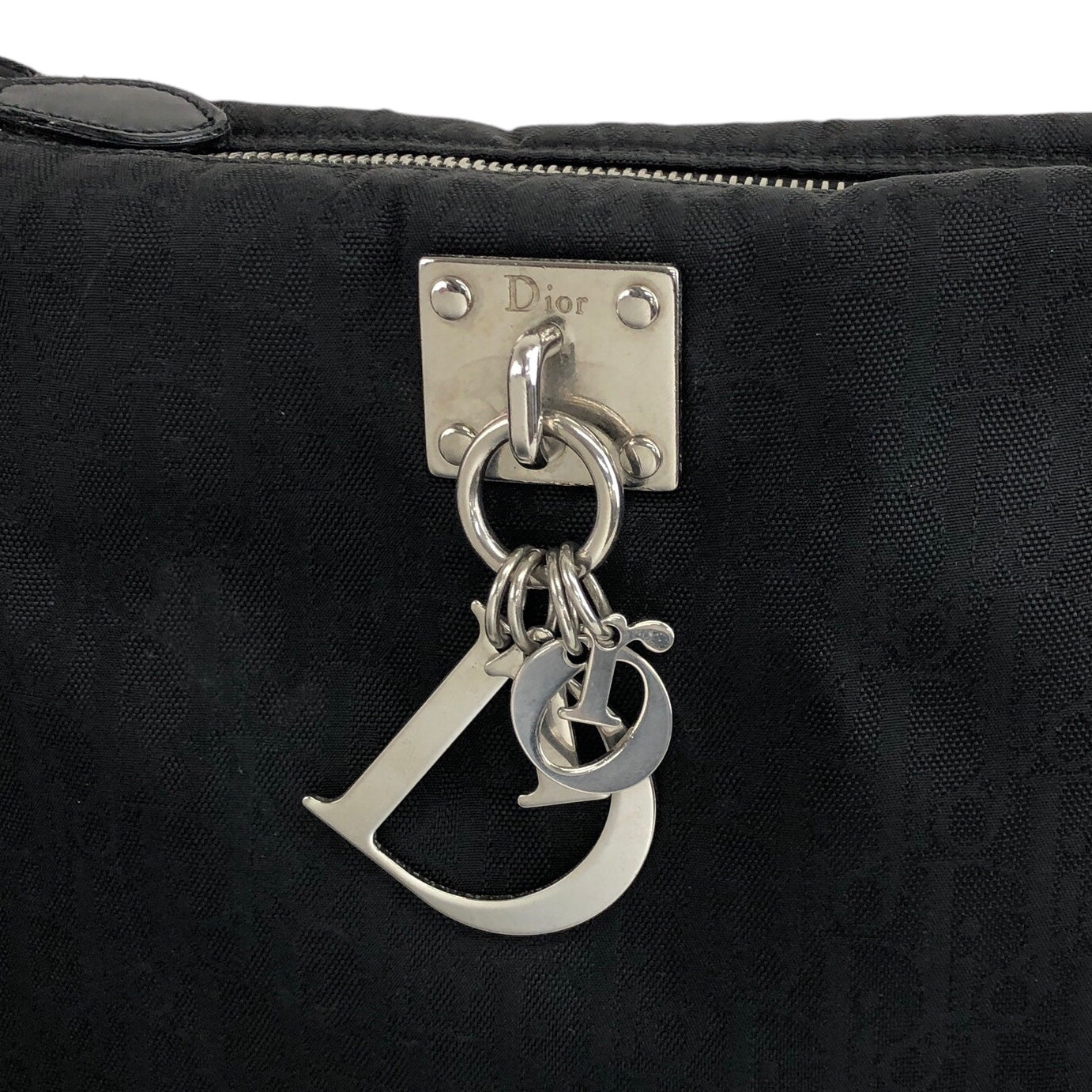 Christian Dior Trotter Logo Charm Shoulder bag Black Vintage umttgi