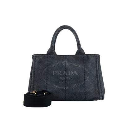 PRADA Canapa Two-way Handbag Shoulder bag Black Vintage ngejs5