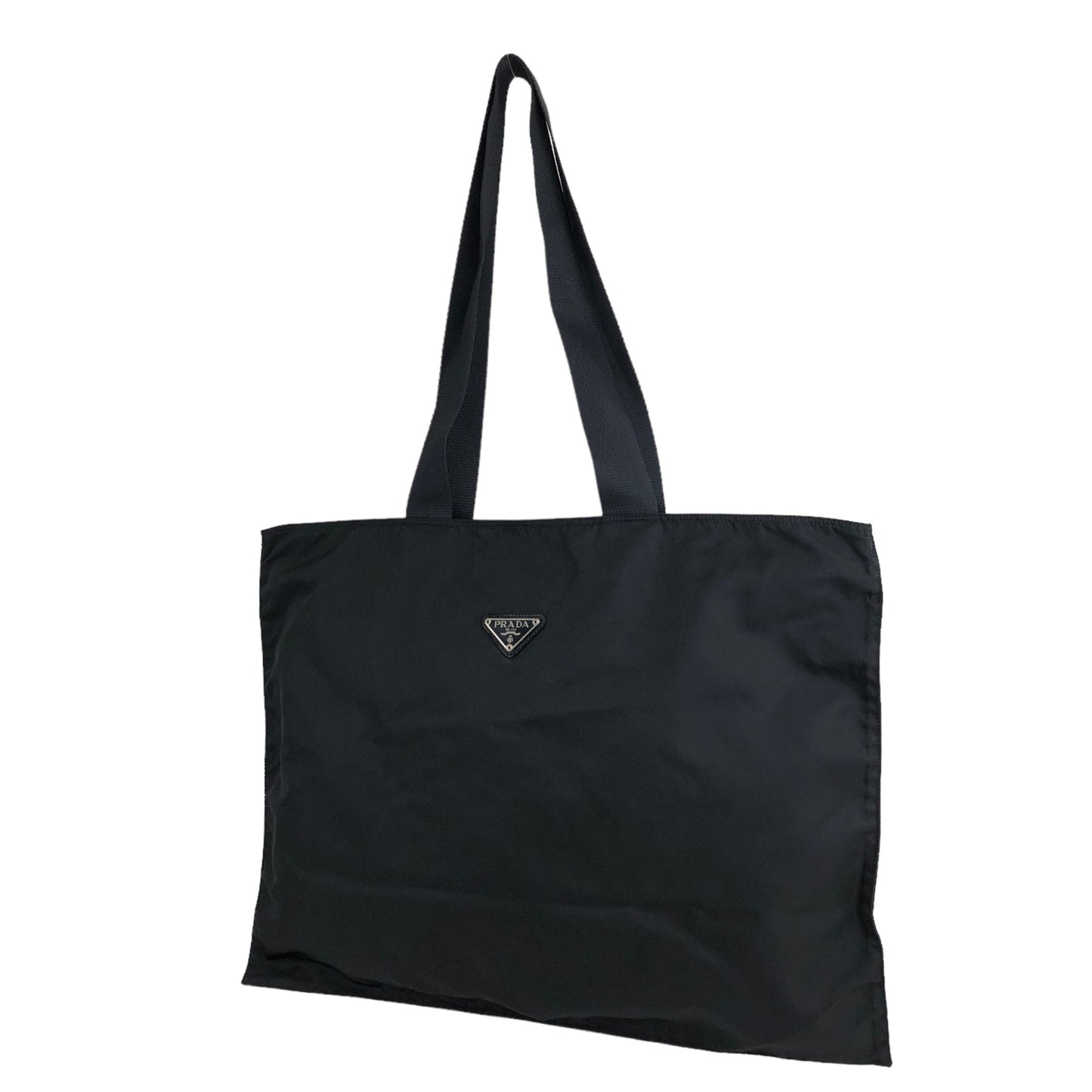 PRADA Triangle Logo Nylon Handbag Totebag Black Vintage e7h4td