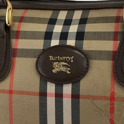 BURBERRY Classic Check Logo Handbag Boston bag Beige Vintage p2ptmi