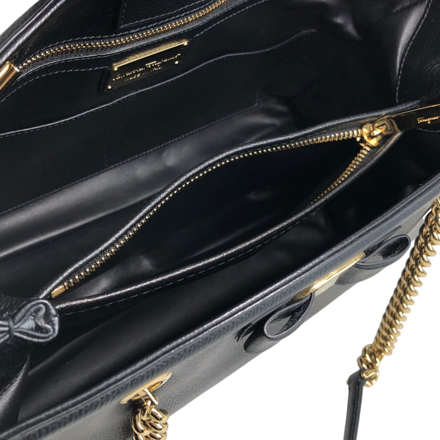 Salvatore Ferragamo Vala Chain Shoulder bag Handbag Black Vintage 3bmif6