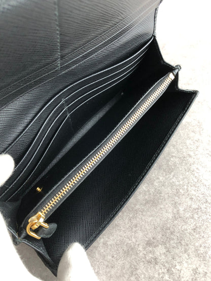 PRADA Triangle Logo Folded Wallet Black Vintage mia8ai