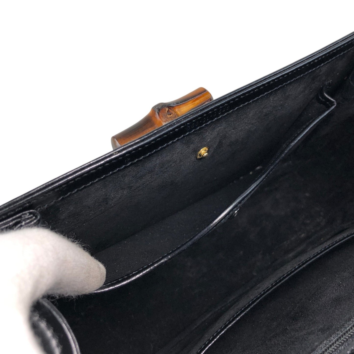 GUCCI Bamboo Turn Lock Handbag Black Vintage 57imw4