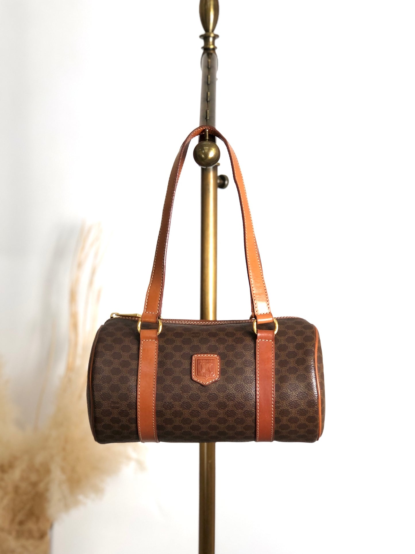 CELINE Macadam Blason Handbag Brown Vintage gbe4wr