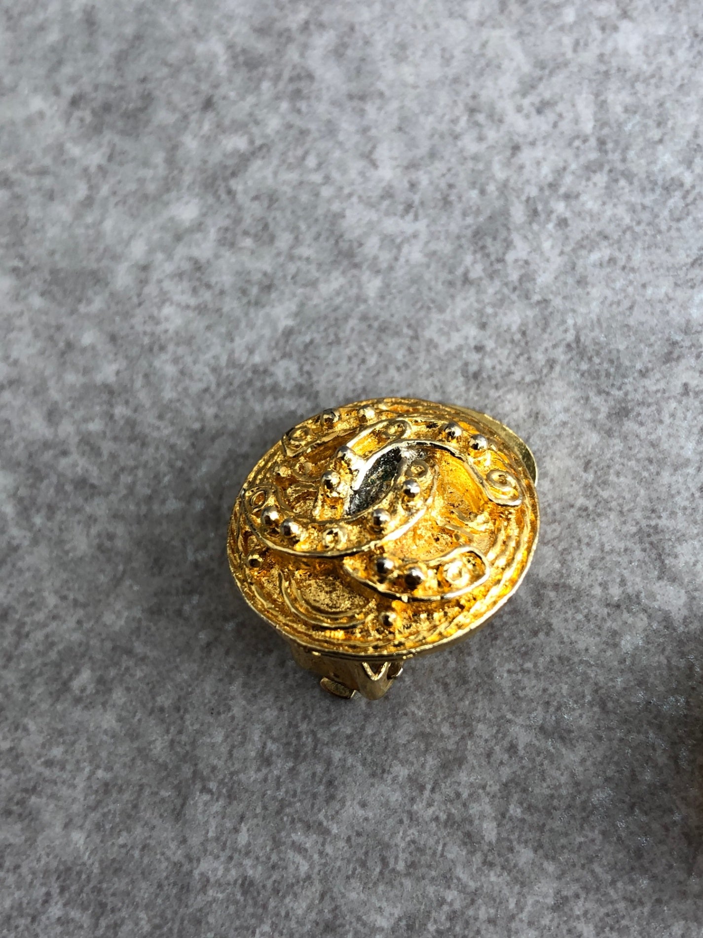 CHANEL Coco Mark Earrings Gold Vintage m28fxa