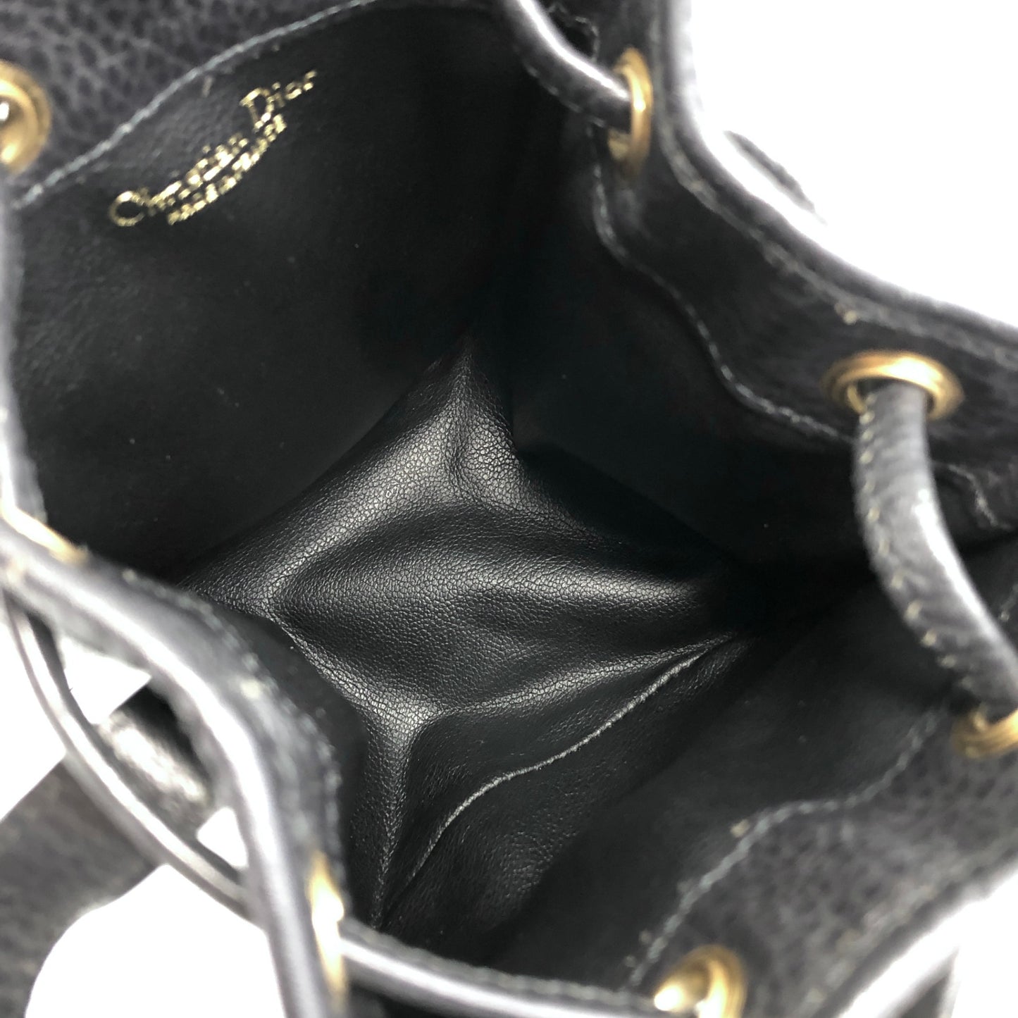 Christian Dior CD Logo Drawstring Small Handbag Black Vintage 8u4aph
