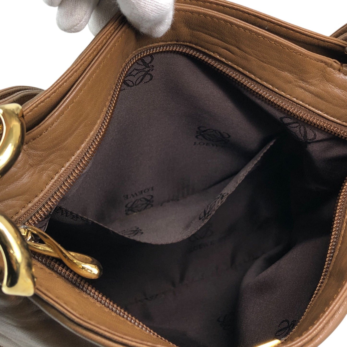 LOEWE Anagram Shoulder bag Brown Vintage hjuexd