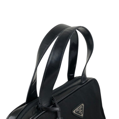PRADA Tessuto Triangle Logo Handbag Black Vintage 3er6ru