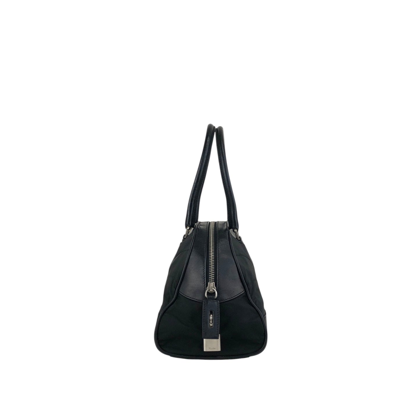 PRADA Triangle Logo Handbag Boston bag Black Vintage mh4xag