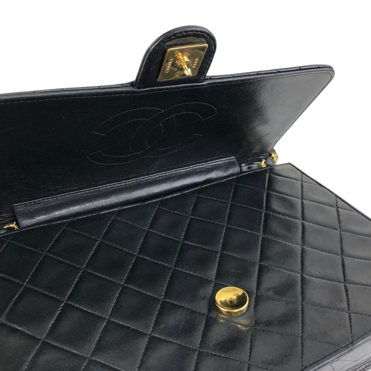 CHANEL Matelasse Coco Mark Chain Shoulder bag Black Vintage bx28zt