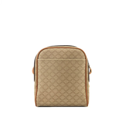 CELINE Macadam Blason Logo Motif  Front Zipper Shoulder bag Beige Vintage u8nhjb