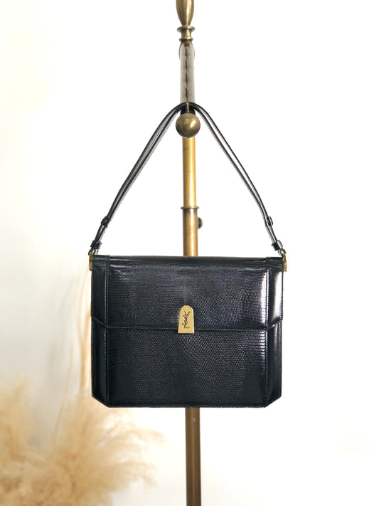 Yves Saint Laurent YSL Logo Shoulder bag Black Vintage d3ffr7