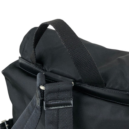 PRADA Tessuto Triangle Logo Front Buckle Backpack Black Vintage ue56ys