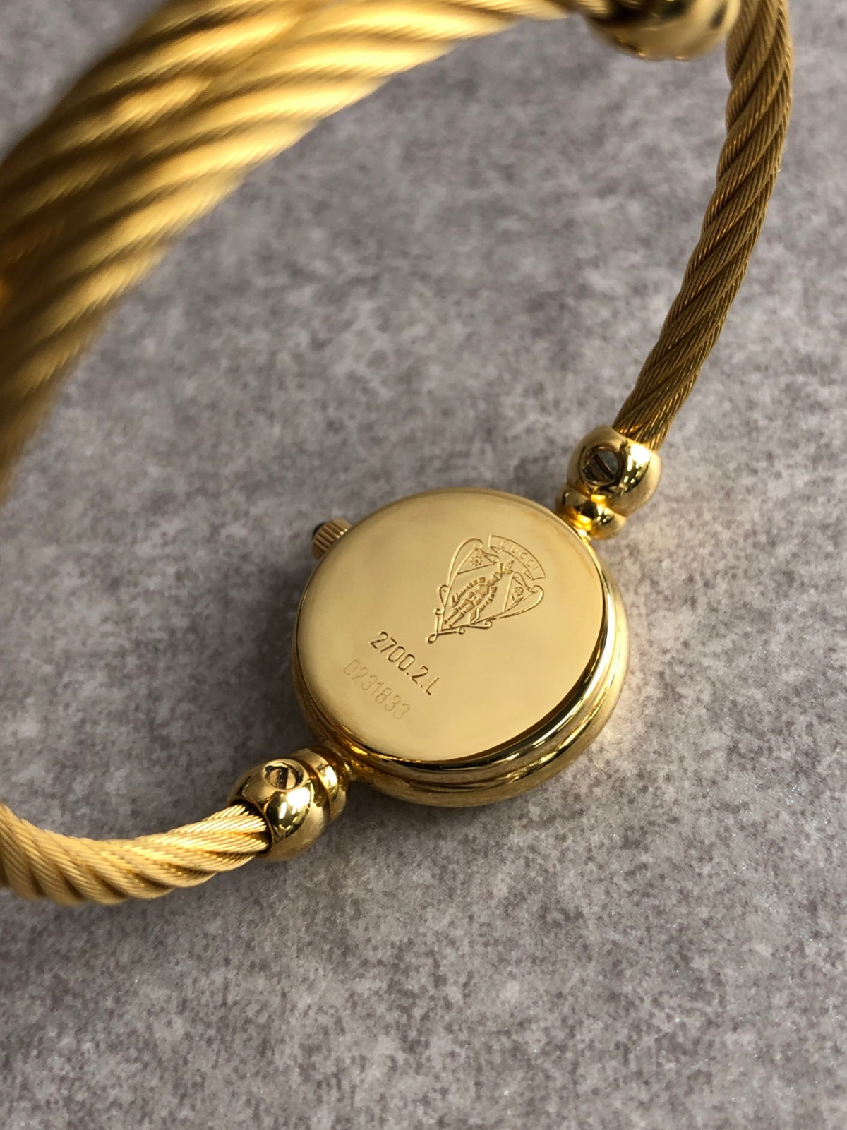 GUCCI Logo Bangle Quartz Watch Gold×Black 2700.2.L Vintage sjrskg