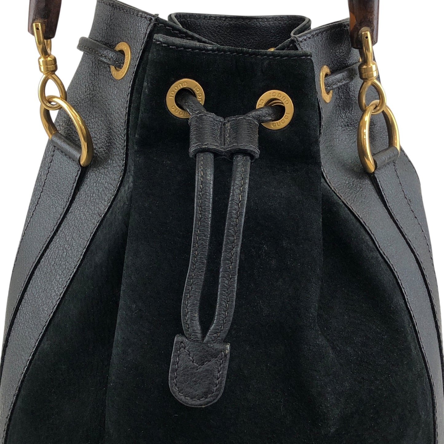 GUCCI Bamboo Two-way Handbag Shoulder bag Black Vintage egseba