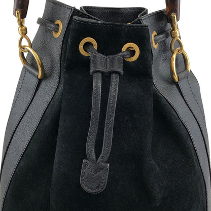 GUCCI Bamboo Two-way Handbag Shoulder bag Black Vintage egseba