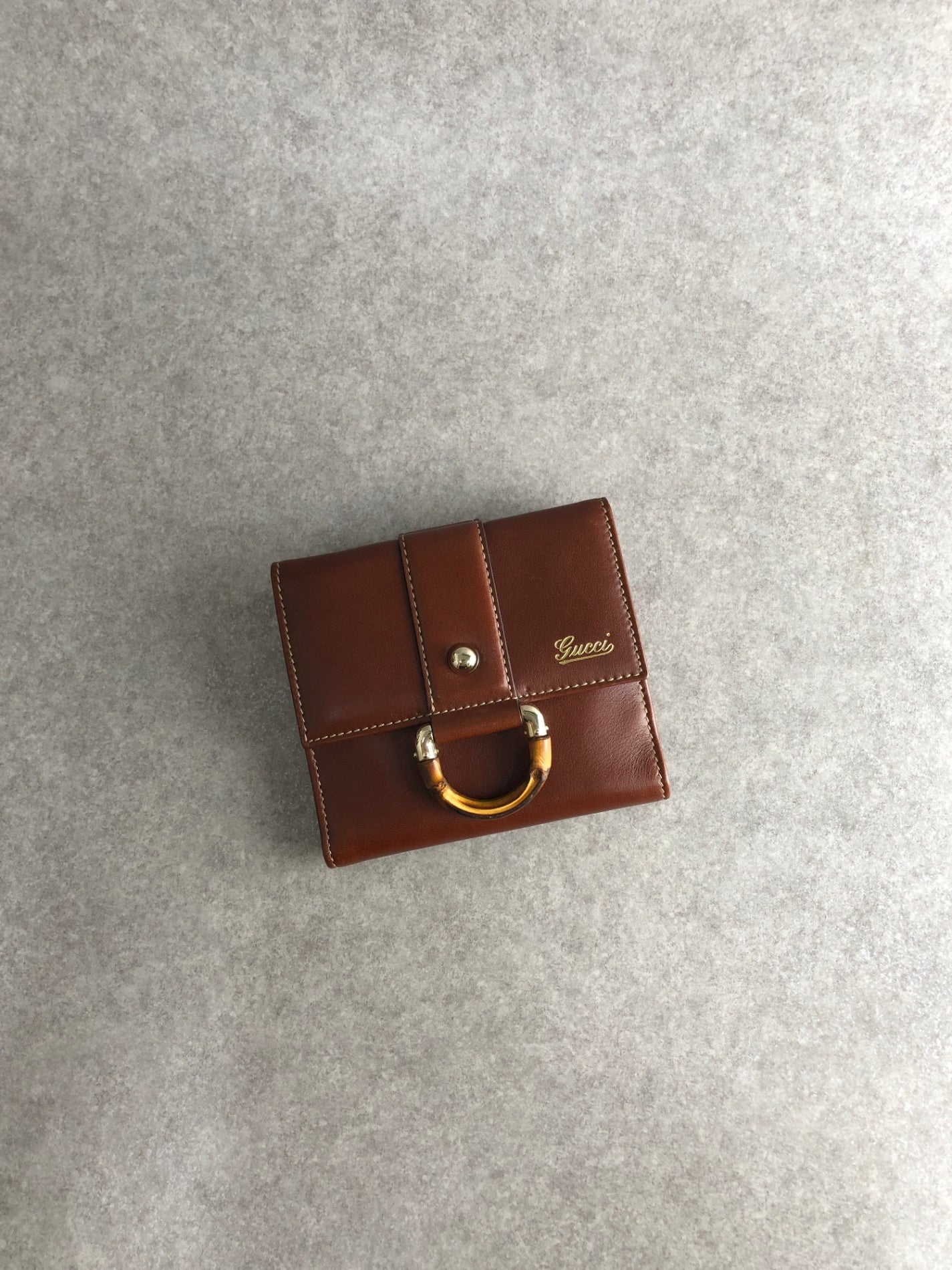 GUCCI Bamboo Folded Wallet Brown Vintage nduszv