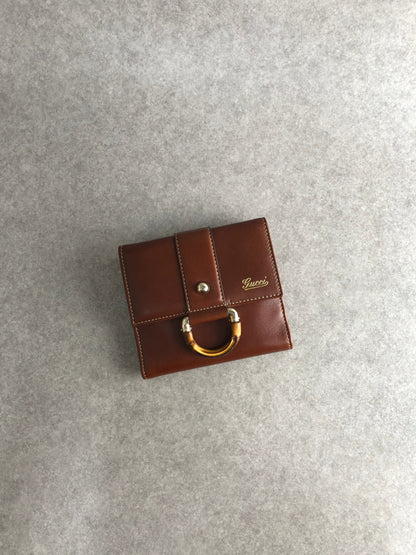GUCCI Bamboo Folded Wallet Brown Vintage nduszv
