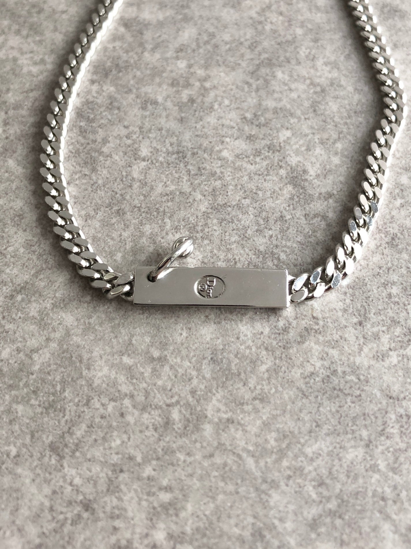 Christian Dior Logo Motif Necklace Silver Vintage 35bccv