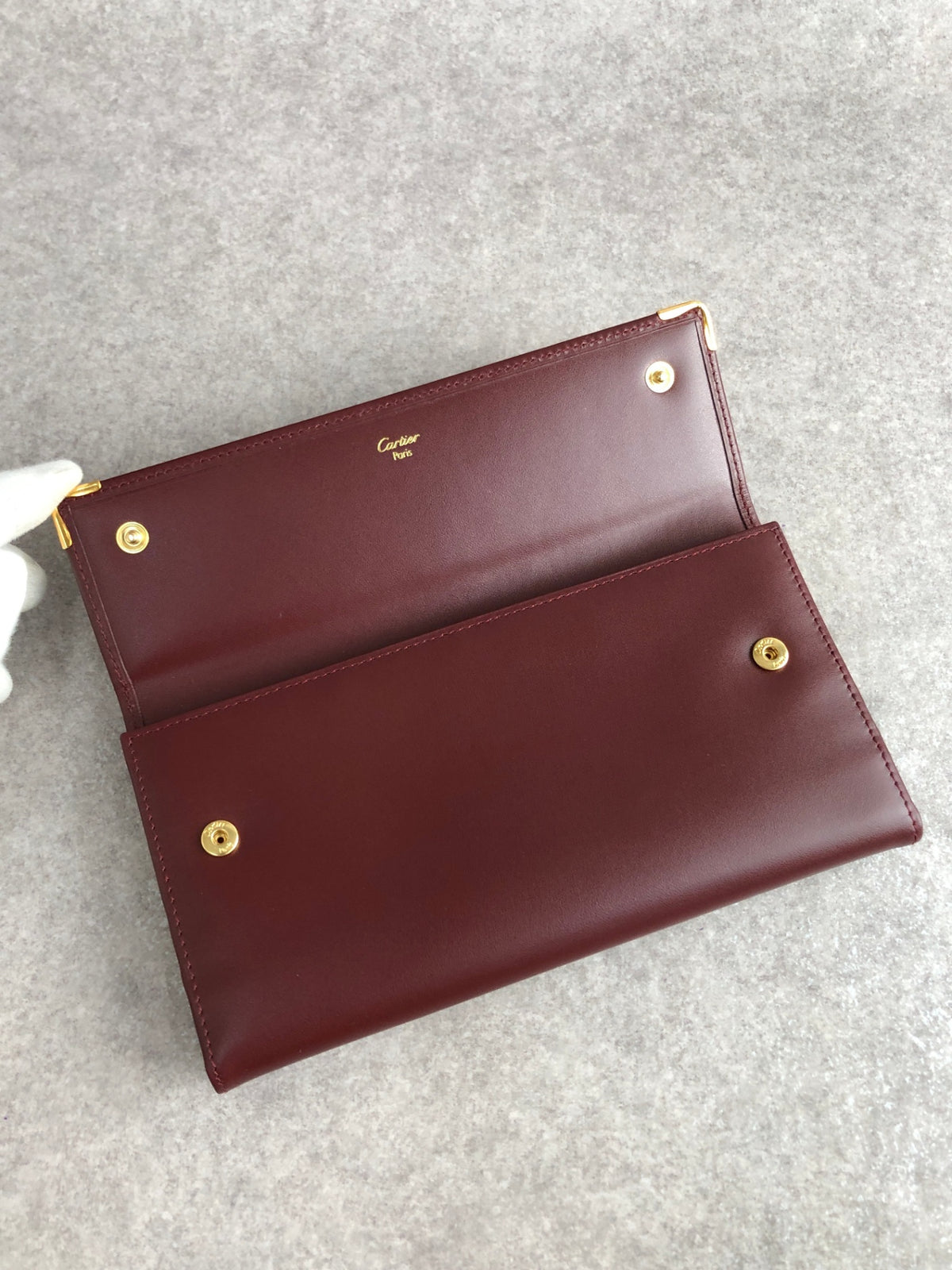 Cartier Logo Embossed Long Wallet Bordeaux Vintage shhgrp