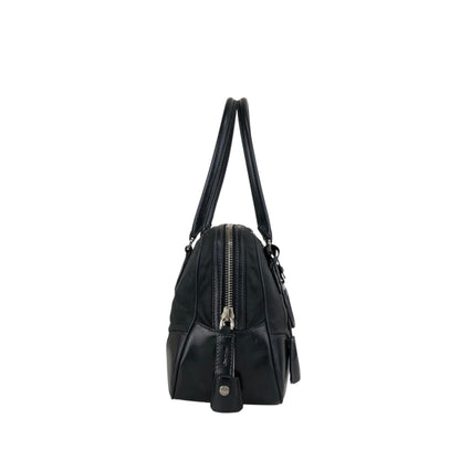 PRADA Tessuto Triangle Logo Small Boston bag Handbag Black Vintage vv4j5d