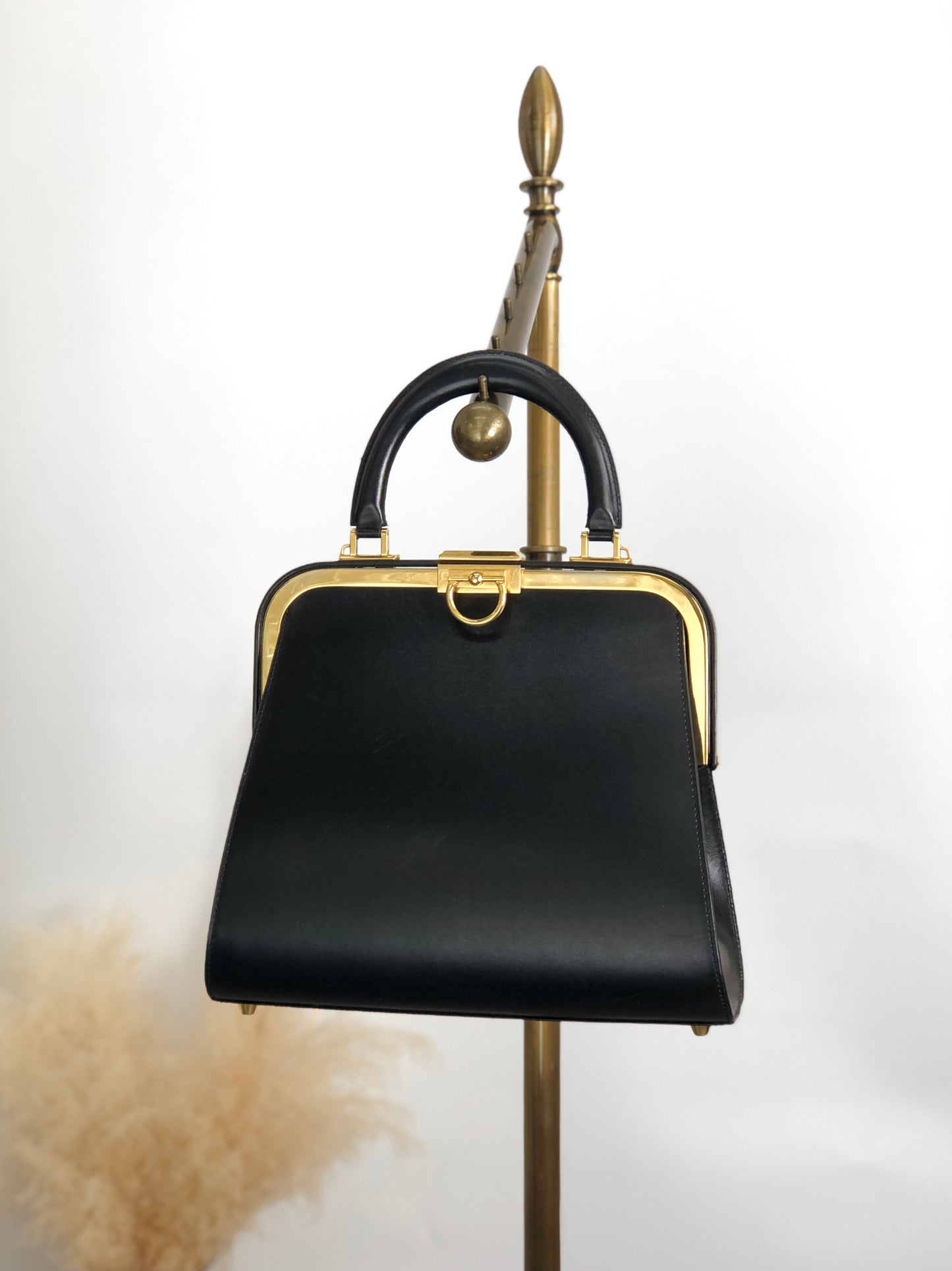 Christian Dior Metal Clasp Handbag Black Vintage 7ncfjz