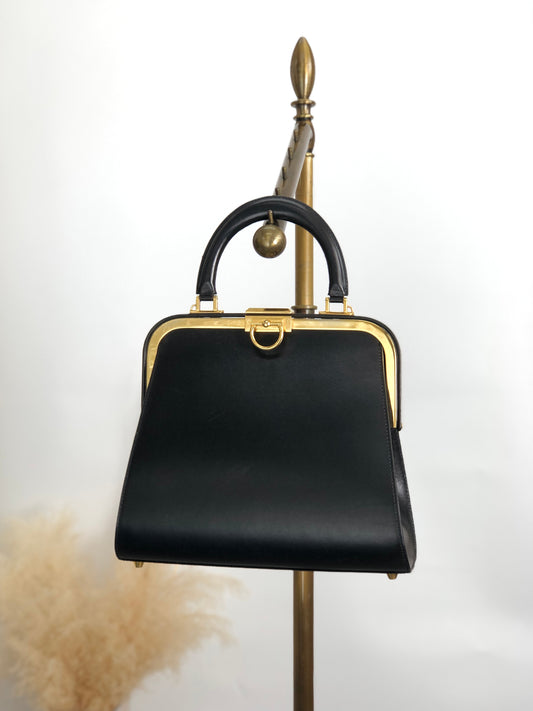 Christian Dior Metal Clasp Handbag Black Vintage 7ncfjz