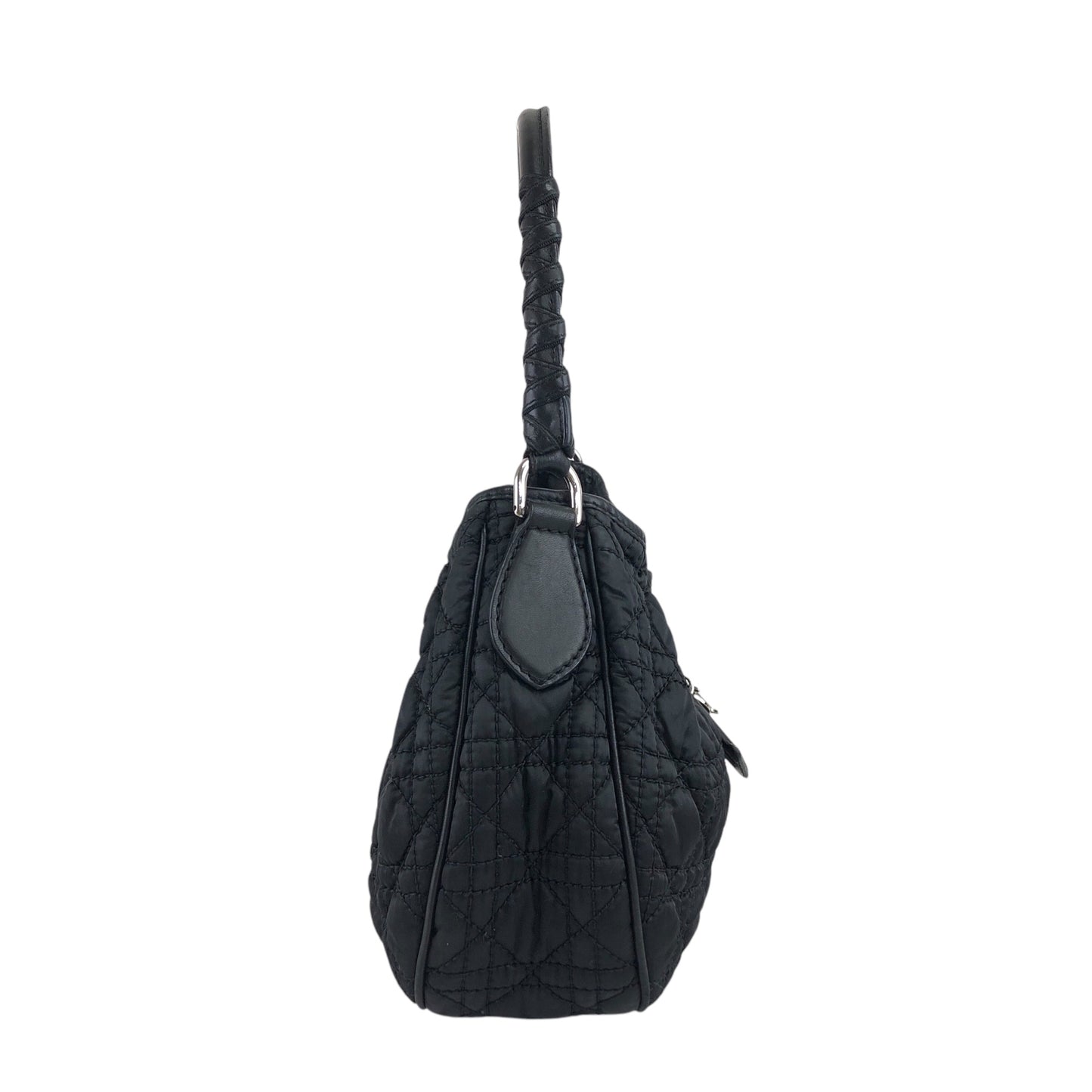 Christian Dior Cannage Logo Charm Shoulder bag Hobobag Black Vintage j5gaea