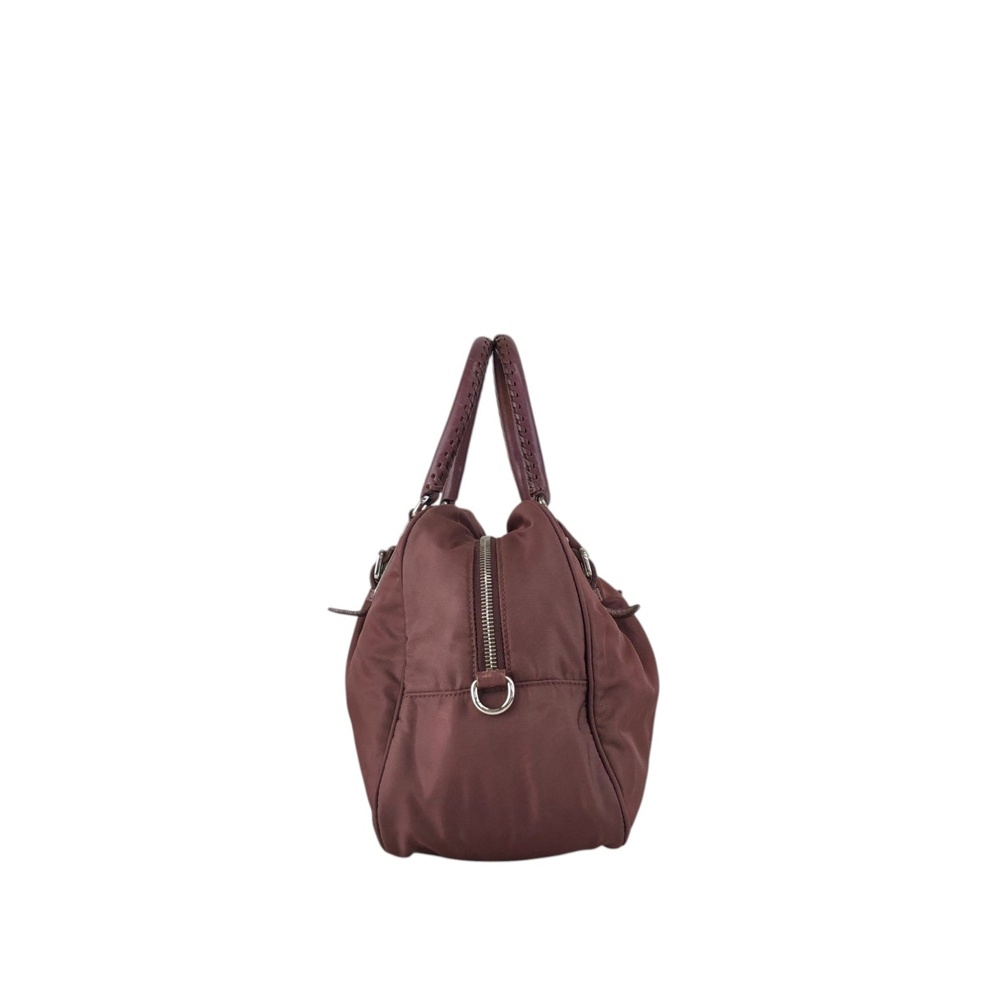 PRADA Logo Handbag Boston bag Brown Vintage 4x2uwa