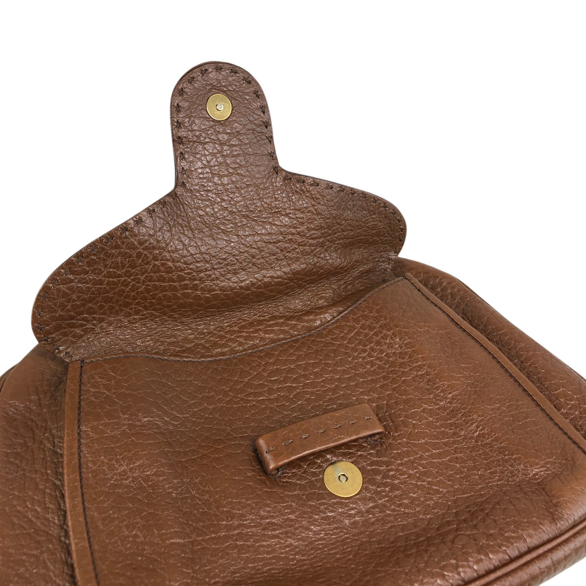 PRADA Triangle Logo Front Buckle Handbag Boston bag Brown Vintage v46bhc