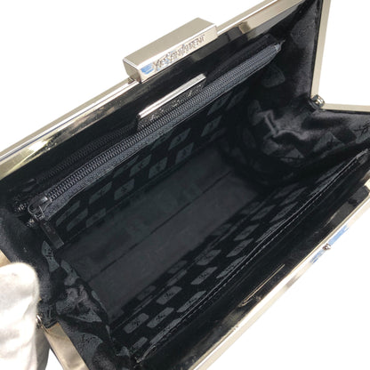 Yves Saint Laurent Metal Clasp Handbag Black Vintage km5h88