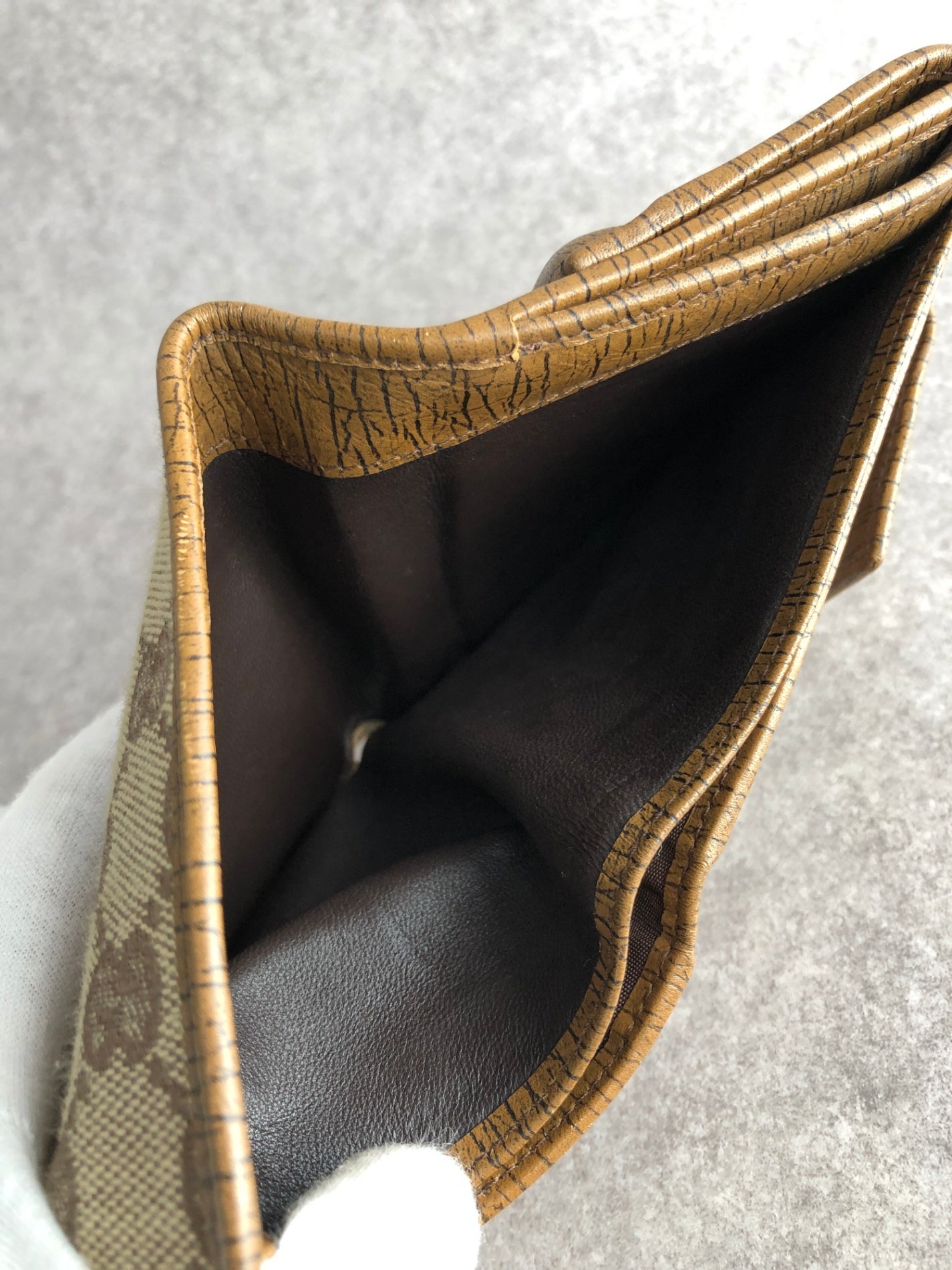 GUCCI Bamboo GG Canvas Folded Wallet Brown Vintage nex8st