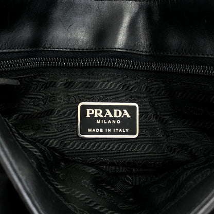 PRADA Triangle Logo Front Buckle Shoulder bag Black Vintage dwjuwu