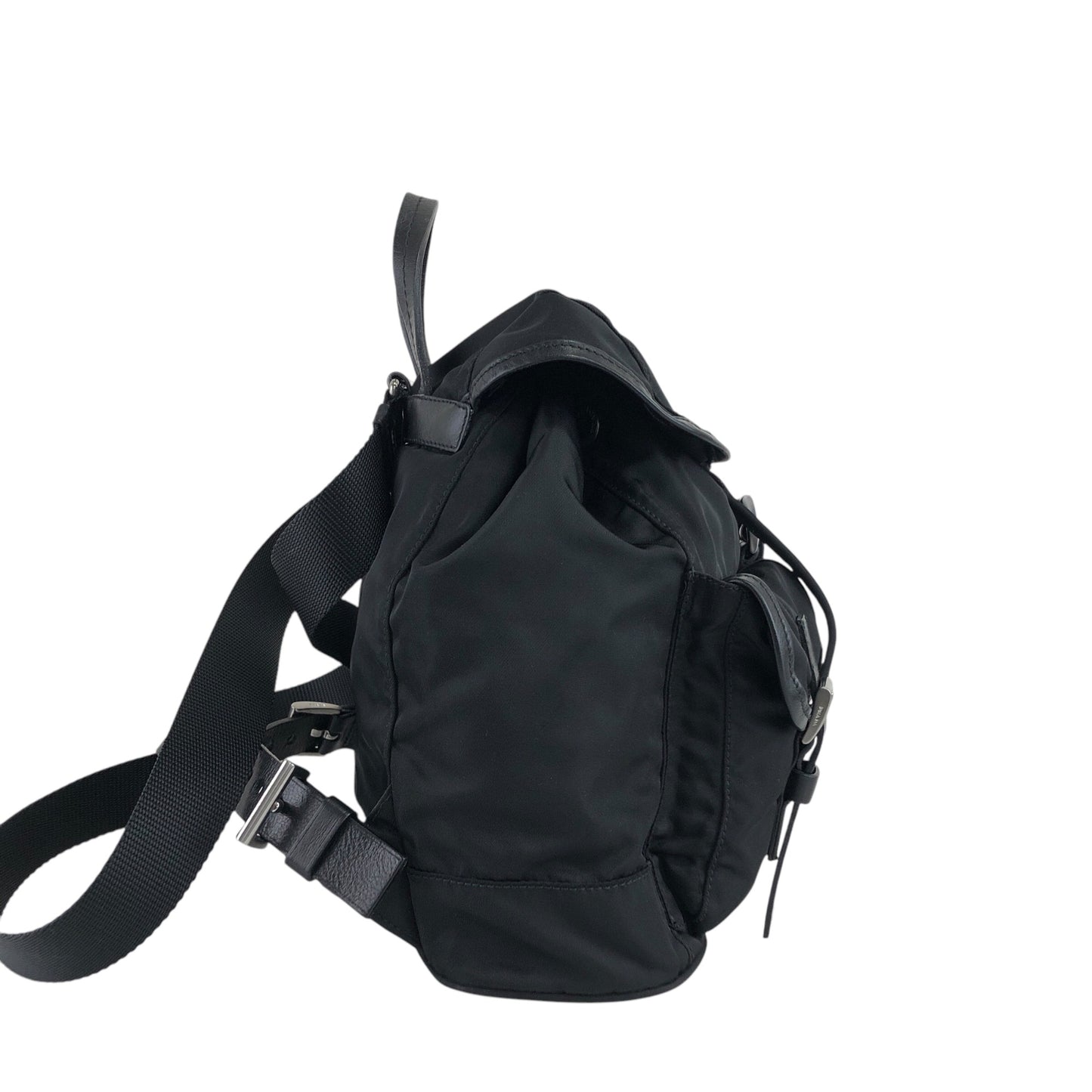 PRADA Triangle Logo Double Pocket Backpack Black Vintage rd6n42