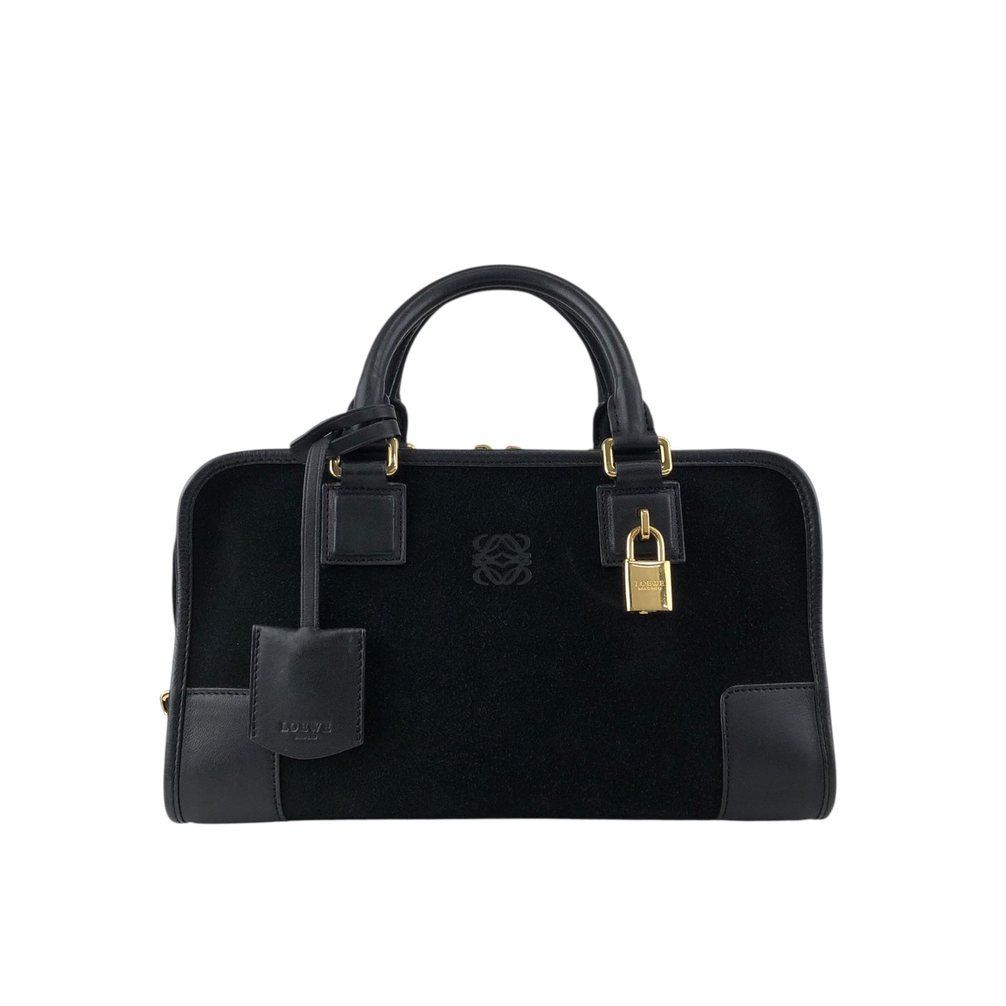 LOEWE Amazona28 Anagram Small Boston bag Handbag Black Vintage hf8cwp