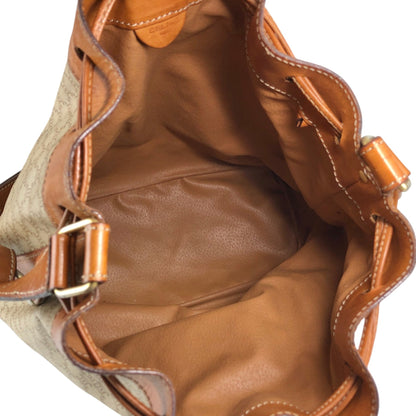 CELINE Macadam Blason Drawstring Shoulder bag Beige Vintage ci27wy