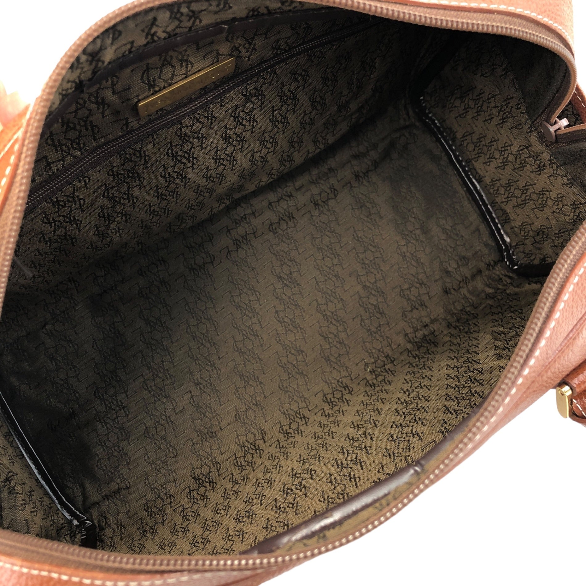 Yves Saint Laurent YSL Logo Handbag Boston bag Brown Vintage