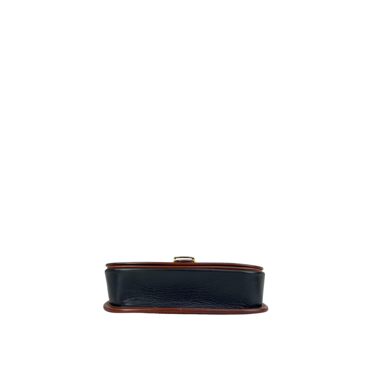 CELINE Front Buckle Shoulder bag Black×Brown Vintage 8seizv