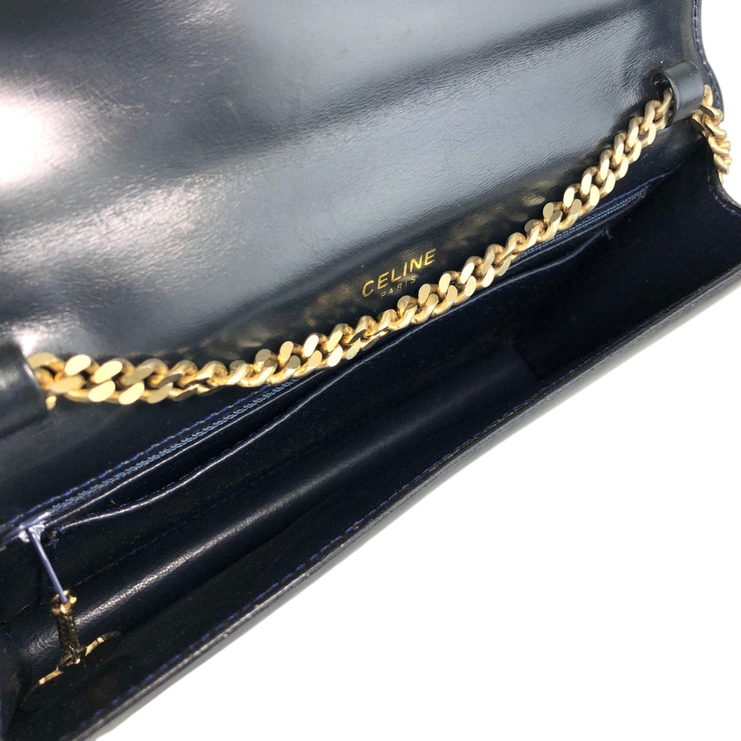 CELINE Triomphe Chain Shoulder bag Black Vintage thnjzk