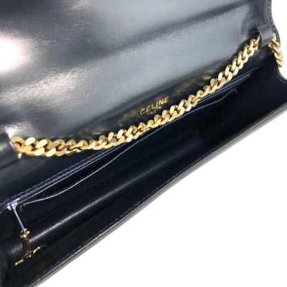 CELINE Triomphe Chain Shoulder bag Black Vintage thnjzk