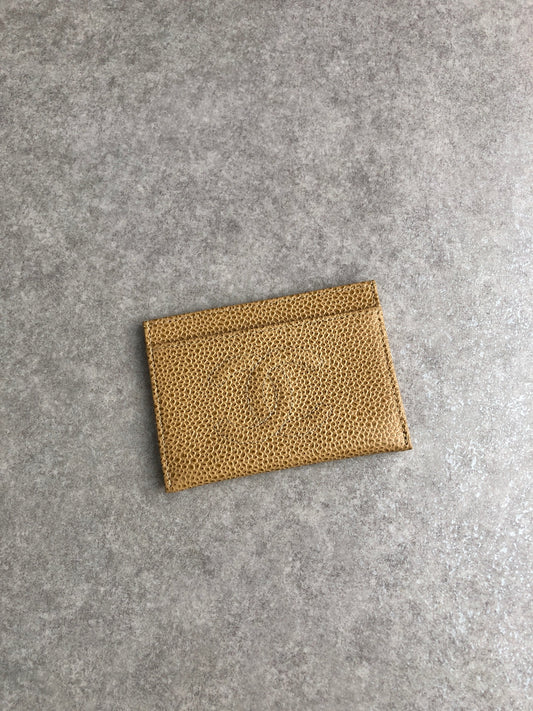 CHANEL Coco Mark Card holder Beige Vintage 7hjrah