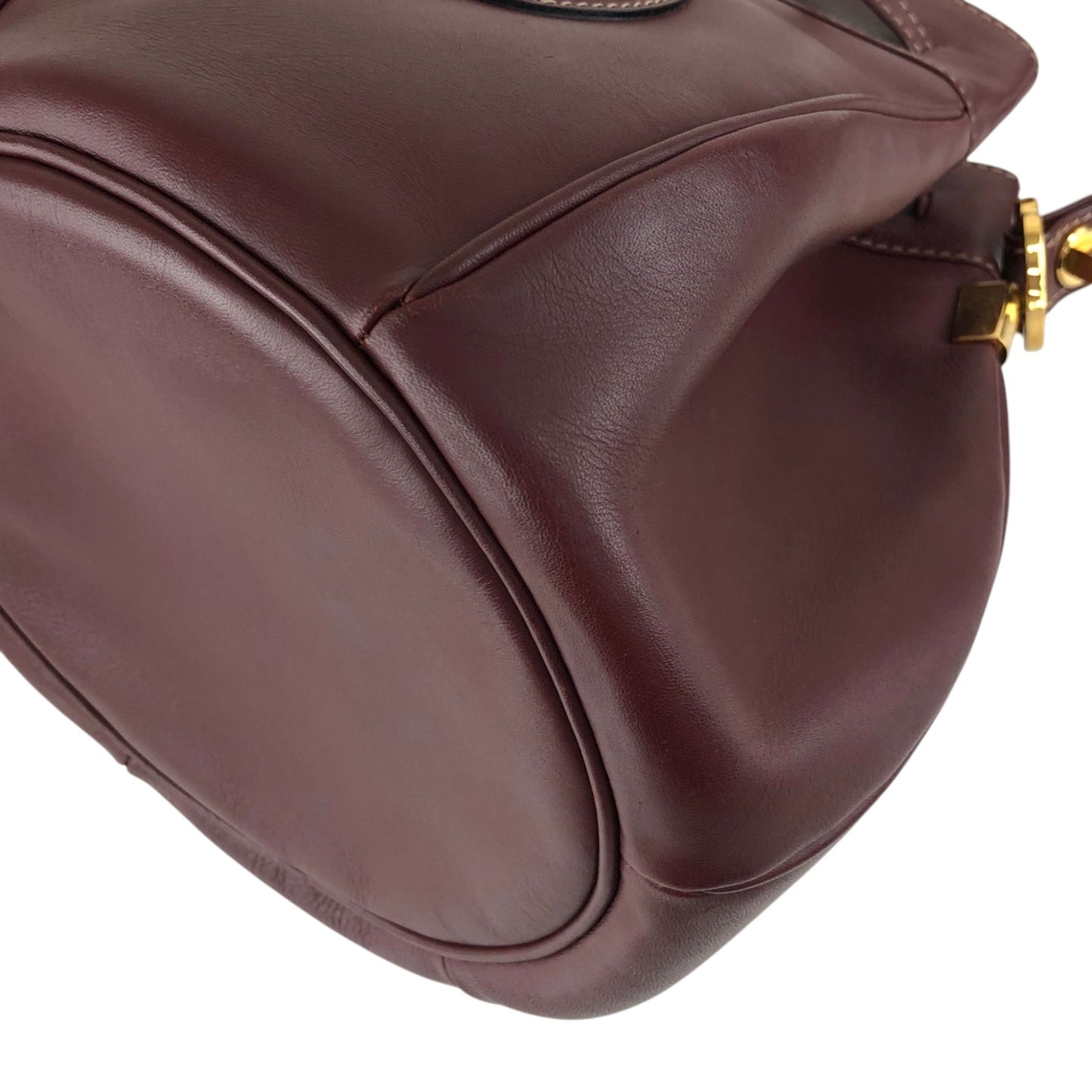 Cartier Logo Embossed Drawstring Shoulder bag Bordeaux Vintage 4by856