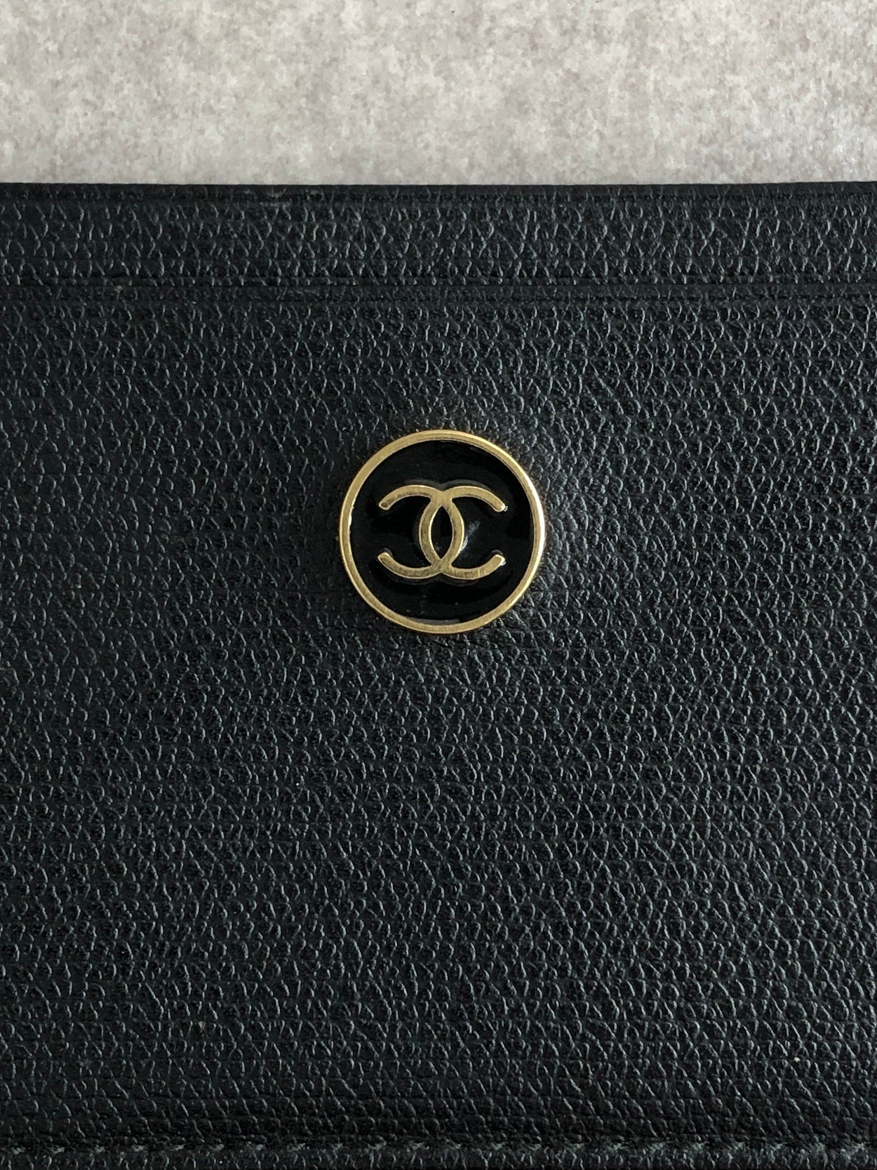 CHANEL Coco Mark Card holder Black Vintage 2wbjut